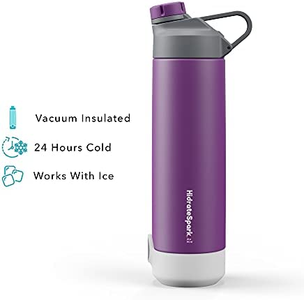 Hidrate Spark TAP Smart Water Bottle, Stainless Steel, Tap to Track Water Intake & Glows to Remind You to Stay Hydrated - Chug Lid - Wildberry - Image 2