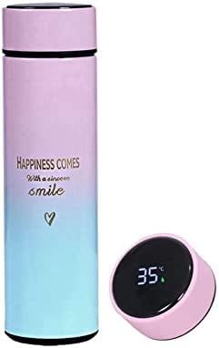 Smart Water Bottle Insulated Water Bottle Coffee Bottle Travel Coffee Mug Flasks for Hot and and Cold Drinks 16.9 oz/500ml (Gradient pink))