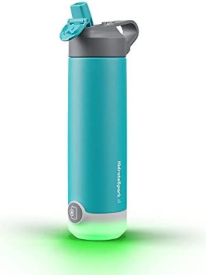 Hidrate Spark TAP Smart Water Bottle, Stainless Steel, Tap to Track Water Intake & Glows to Remind You to Stay Hydrated - Straw - Scuba