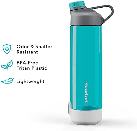 Hidrate Spark TAP Smart Water Bottle, Tritan Plastic, Tap to Track Water Intake & Glows to Remind You to Stay Hydrated - Chug Lid - Scuba - 24 Oz - Image 2