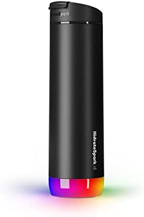 HidrateSpark PRO Smart Water Bottle – Insulated Stainless Steel for Hot and Cold Drinks – Tracks Water Intake with Bluetooth, LED Glow Reminder When You Need to Drink – Flip Lid, 21oz, Black