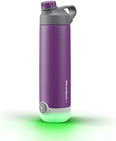 Hidrate Spark TAP Smart Water Bottle, Stainless Steel, Tap to Track Water Intake & Glows to Remind You to Stay Hydrated - Chug Lid - Wildberry