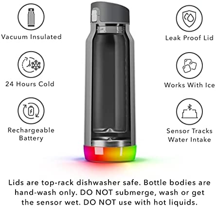 Hidrate Spark PRO Smart Water Bottle – Insulated Stainless Steel – Tracks Water Intake with Bluetooth, LED Glow Reminder When You Need to Drink – Chug Lid, 32oz, Brushed Steel - Image 6