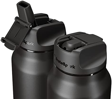 HidrateSpark PRO Smart Water Bottle Stainless Steel - Tracks Water Intake & Glows to Remind You to Stay Hydrated , Straw Lid, 32oz, Black - Image 3