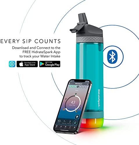 Hidrate Spark PRO Lite Smart Water Bottle Tritan Plastic, Tracks Water Intake & Glows to Remind You to Stay Hydrated - Straw Lid - Image 5