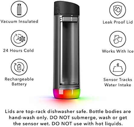 Hidrate Spark PRO Smart Water Bottle – Tracks Water Intake with Bluetooth, LED Glow Reminder When You Need to Drink – Chug Lid, 21oz, Brushed Steel - Image 6