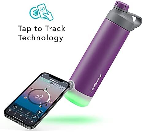 Hidrate Spark TAP Smart Water Bottle, Stainless Steel, Tap to Track Water Intake & Glows to Remind You to Stay Hydrated - Chug Lid - Wildberry - Image 3